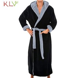 Men's Robe Bathrobe Sleepwear Winter Lengthened Plush Shawl Home Warm Robe Kimono Couple Bath Robe Pijama Hombre Capucha 19Oct 201023