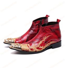 Winter Embroidery Men Shoes Genuine Leather Boots Fashion Casual Boot Plus Size Ankle Boots Comfortable Boots