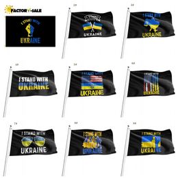 -Флаг Украины с латунными втулками, мы стоим с Украиной Мир украинский синий желтый Внутренний открытый флаги баннеры (3x5 футов) Полиэстер F0304