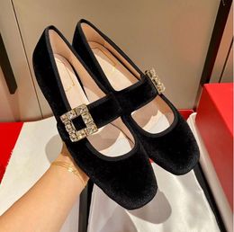 Dress Shoes 2022 spring and autumn new womens formal shoes square diamond buckle leather suede round head Mary Jane ballet flat bottom top supplier desi Y240531LIQ2