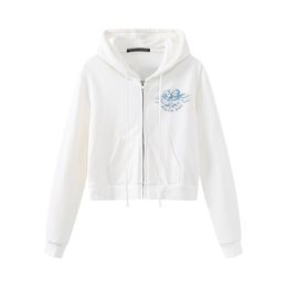 Stylish girls elegant white hoodies autumn fashion ladies streetwear short sweatshirts female cute outfit casual women chic 201217