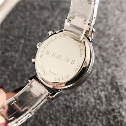 Brand Quartz wrist Watches for women Girl Big letters crystal style Metal steel band Watch M662322