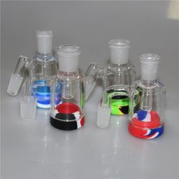 Hookah 45 90 Degree Glass Ash Catcher Bowls With 14/18mm Male Joint Bubbler Glass Adaptor Silicone Container for Dab Rig Bongs