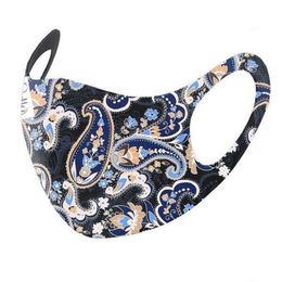 Fashion Designers Face Masks Blue Foreign Trade Hot Style Breathable Ice Silk Multicolor Printing Thin Section Washable Waist Mask CCA2762