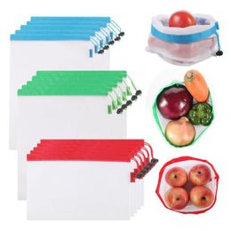 Storage Bags Thick Mesh Drawstring Fruit Bag Reusable Produce For Vegetable Shopping And Grocery