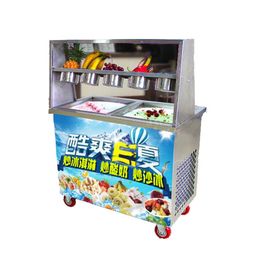 Commercial fried ice cream roll machine stainless steel vertical double pan fried ice cream machine 1800W