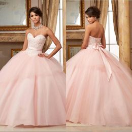 Pink Quinceanera Dresses Ball Gown Sweetheart Lace Appliques Beaded Sweet 16 Party Dresses Vestidos De 15 Anos