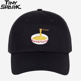 Men Hip Hop Cap Noodles Embroidery Japanese Style Harajuku Baseball Caps Snapback Dad Caps Women Fitted Hat Black White Pink J1225