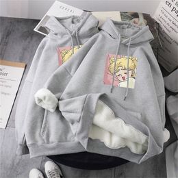 BiggOrange winter plus velvet harajuku hoodie women oversize sweatshirt kawaii clothes korean style Casual Pullovers tops 201212