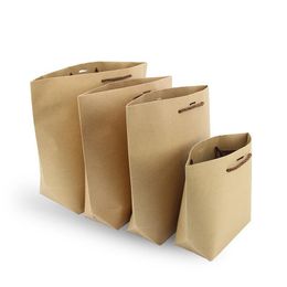 2021 Brown Kraft Paper Shopping Bag Kraft Paper Gift Bag Special Shape Paper Bag with Handles 4 Sizes