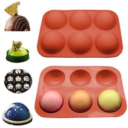 6 Holes Silicone Baking Mould 3D Half Ball Sphere Mould Chocolate Cupcake Cake DIY Muffin Bakeware Kitchen Tools