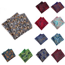 Other Groom Accessories Luxury Jacquard Silk Pocket Square 23*23cm Paisley Striped Floral Hanky for Man Business Wedding Accessories