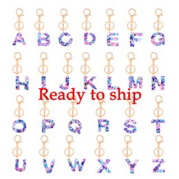 26 Styles Resin Keychains Favour English Letter Popular Key Chain Car Jewellery Pendants Women Handbags Ring Creative Gifts