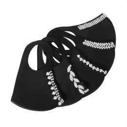 2022 new ice silk breathable black mask party Personalised decoration pearl rhinestone mask
