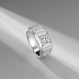 American Moissanite Six Prong Setting Fashion S925 Silver Ring Micro-set Multi-diamond Gorgeous Valentine's Day Gift