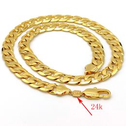 24 k Stamp link Fine Solid Yellow Gold GF Necklace 600 * 12 mm Heavy Model Men Thick Chunky Chain