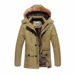 mens black parka with fur hood UK - Men's Down & Parkas Cotton Black Jacket Men Parka Fur Hood Winter Coat Mens Warm Zipper Thick Jackets 5XL Casual For MP0281