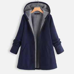 ZANZEA Women Autumn Hooded Long Sleeve Fleece Thick Coat Winter Outwear Casual Hoodies Jackets Vintage Zipper Coats Plus Size T200114