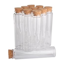 12 pezzi 240ml (8OZ) 47 * 180 * 32mm Bottiglie di vetro con tappo di sughero Barattoli di bottiglie di caramelle di spezie Contenitore di vetro Matrimonio Farours