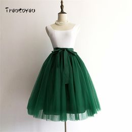 6 Layers 65cm Black Pleated skirt Sexy Midi Tulle skirt High Waist Full Lining Adult Tutu Korean Style Women Jupe Femme Faldas LJ200820