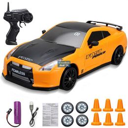 EMT-RE1 Remote-Control 4WD Drift Racing Car Toy, with Extra Special Tire for Drift,Roadblock, 15KM/H, LED Lights,Christmas Kid Boy Gift,USEU