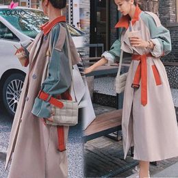 Women's Trench Coats Women Coat Fashion Fall Winter Casual Cotton With Over Size Vintage Long Overcoats Top Double Breasted Outwear