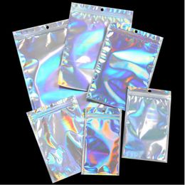 1000pcs/lot Flat Zip lock Bath Salt Cosmetic Bag One Side Clear Holographic Laser Mini Aluminium Foil Zip Lock Plastic Bags Thick 201021