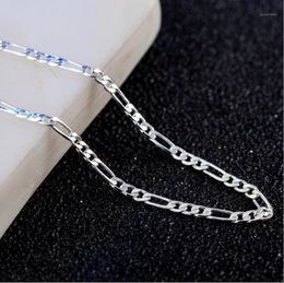 Chains 2021 Top Quality Silver Plated & Stamped 925 4mm Figaro Necklace For Women Men's Model Jewerly Wholesale 16-30inch1