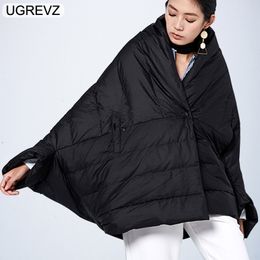 Winter Jacket Women Loose Parka Fashion Batwing Sleeve Female Down Cotton Coat 2019 New Overcoat Black White Autumn Short Jacket T200319