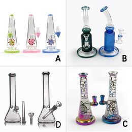 Hookahs bong Thick Heady Bubbler Glass Dab Rig Oil 14mm Female Beaker Water pipe luminous Smoking Accessories