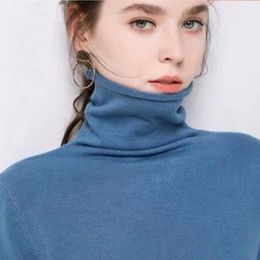 HLBCBG Autumn Winter Slim Turtleneck Sweater Women Basic Bottoming Knitwear Women Knitted Cotton Pullovers Femme Jumper New 201031