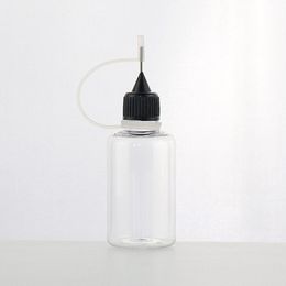 tattoo ink needles UK - Clear Transparent 15ml 20ml 30ml 50ml Plastic Tattoo Ink Bottle with Stainless Metal Needle Tip Dropper Bottle Empty Vape Flavour Bottles