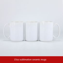 Blank Sublimation 15oz Ceramic Mug Straight White Ceramic Cups Heat Transfer Printing Office Ceramic Coffee Mug