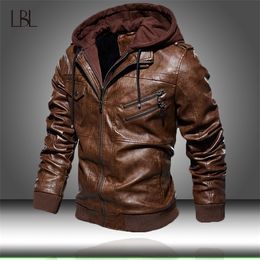 Men's PU Jacket Men Motorcycle Hood Winter Coat Man Warm Casual Leather Jackets Male Slim Fit Bomber Windbreaker C1120
