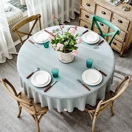 RZCortinas Table Cover Round Wedding Party Hotel Table Cloth Cotton Linen Nordic Solid Tablecloths Home Decor Grey Coffee Blue 201120