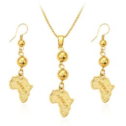 African Jewelry Plated Outline Pendant Charm Dangle Drop Earrings Africa Map Hiphop Item Necklace Earrings Jewelry Set