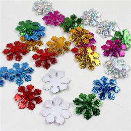 100pcs/pack 30mm Christmas Snowflake Felt Padded Appliques for Headwear Hairpin Crafts Wedding Decoration DIY Accessories Wholesale#86534