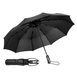 Wind Resistant 3Folding Automatic Umbrella Rain Women Auto Luxury Big Umbrellas Men Dropshipping Frame Windproof 10K Parasol 201112