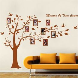 Large Size Family Photo Frames on the Tree Branches and Soaring Birds Brown Decorative Arttive Wall Stickers 201211