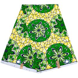 Green Flower African Fabric High Quality 100% Polyester Guaranteed Real Wax Ankara Fabric Material for Sewing Clothes