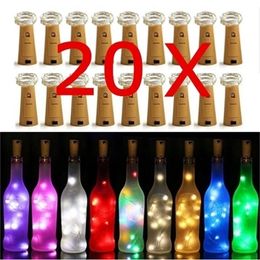 Şarap Şişesi Peri Işık Cork Bakır Tel Dize LED Garland Işıkları Dekor Düğün Festivali Parti Noel Y201020