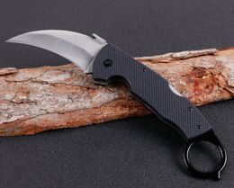 High Quality F98 Folding Blade Claw Knife Karambit 440C 58HRC Satin Blade G10 Handle Outdoor Tactical Folder Knives With Retail Box