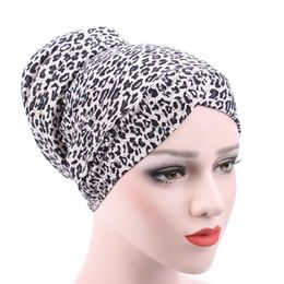2020 new small floral headscarf hat, leopard print Muslim cotton chemotherapy hat, back plate hair toe cap