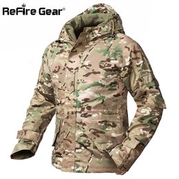 ReFire Gear Winter Camouflage Tactical Jacket Men Waterproof Warm Thick Fleece Liner Windbreaker Hooded Army Field Military Coat 220212