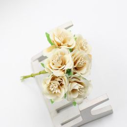 6pcs/lot Colorful Silk Rose Stamen Artificial Flowers For Wedding Home Decoration Diy Handcraft Garland Gift Scrapbookin jllnvl