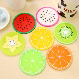 Fruit Shape jelly Colour Silicone Antislip Kawaii Cup Mat Mug Dish Bowl Placemat Coasters Base Kitchen Accessories Table Decoration