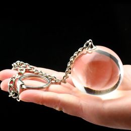big glass ball chain anal beads butt plug sextoys large vagina anal balls buttplug bolas crystal clear glass anus plugs sex toys Y201118