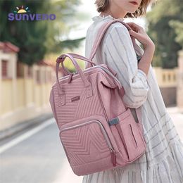 Sunveno Fashion Diaper Bag Backpack Quilted Large Mum Maternity Nursing Bag Travel Backpack Stroller Baby Bag Nappy Baby Care 201120