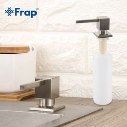 FRAP Liquid Soap Dispenser Brushed Nickel Metal Stainless Steel Kitchen Sink Bottle Built In Hand Soap Dispenser Pump Y200407