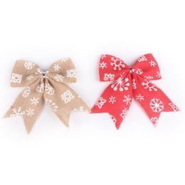 1Pc Simple Rustic Burlap Snowflake Bow Knot Bow Tie For Christmas Tree Decoration(Natural Color) Primary Colour LX4078